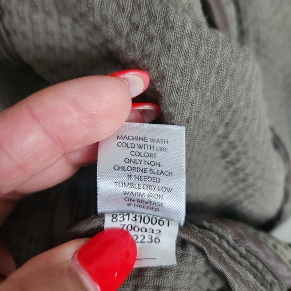 EUC J.JILL OLIVE GREEN PREPPY CORDUROY PEPLUM BACK MANDARIN COLLAR CHORE COAT LT - Picture 13 of 13